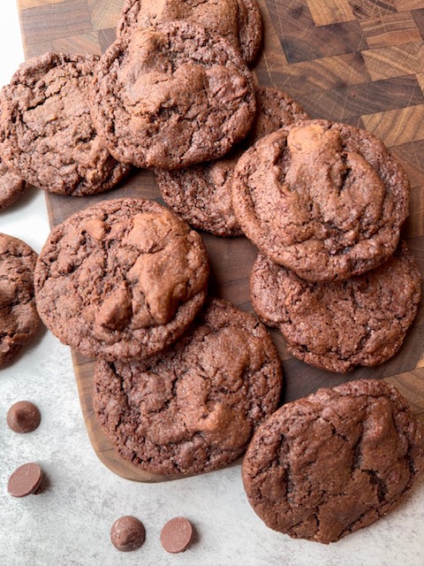 Chocolate Chunk Cookies laying on cutting board