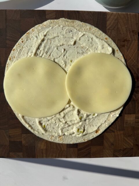 Provolone Cheese on tortilla