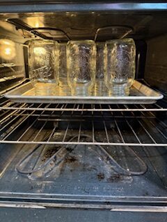 Empty Mason Jars in oven