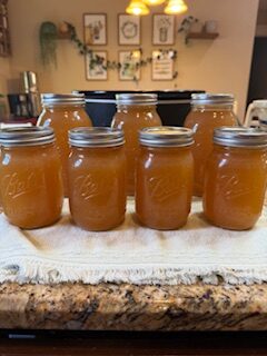 Chicken bone broth in mason jars