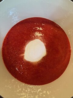 Strawberry Puree and Sure Jell in Dutch Oven