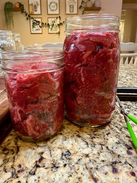 Beef Roast Chunks in mason jars
