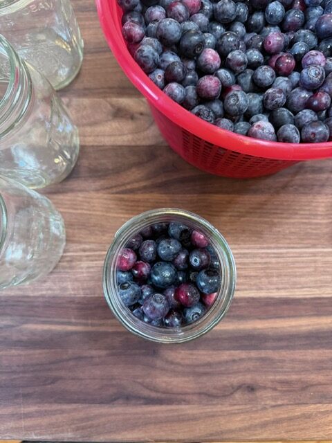 Blueberries in mason jar
