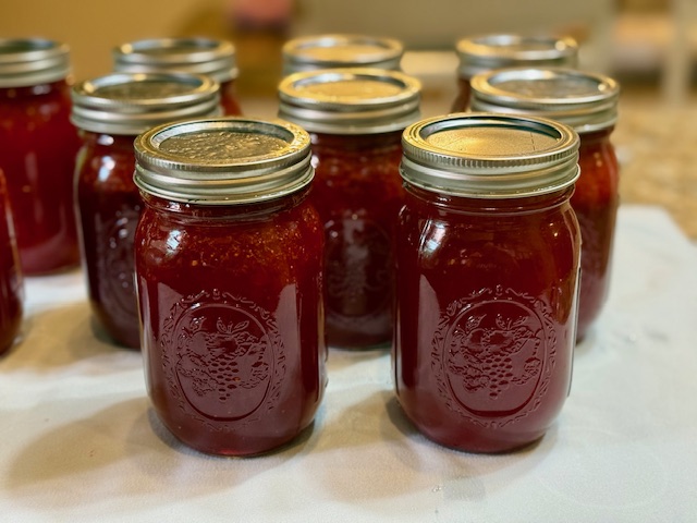 strawberry concentrate in mason jars